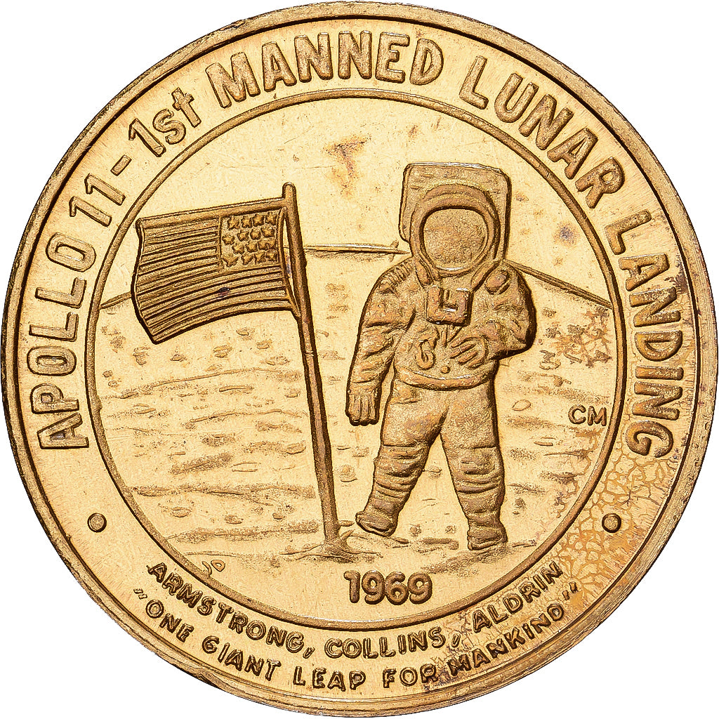 United States, Token, NASA, Mission Apollo 11, Copper-Nickel Gilt, AU(55-58)