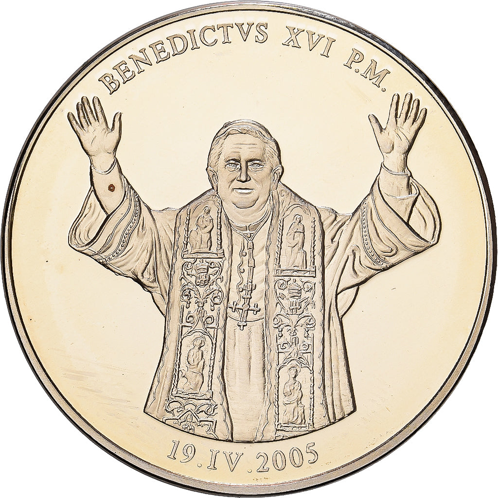 Vatikanstadt, Medaille, Le Pape Benoit XVI, 2005, Copper Plated Silver, UNZ