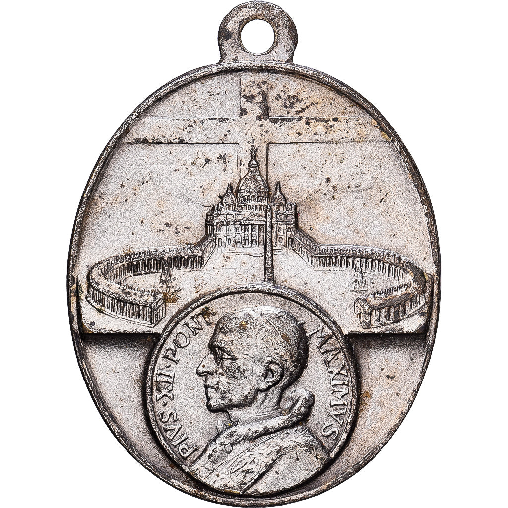 Vatican, Medal, Le Pape Pie XII, 1954, Silvered bronze, EF(40-45)