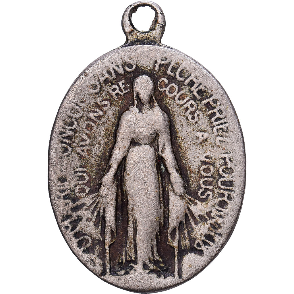 France, Medal, Religion, Marie Conçue sans Péché, Silvered bronze, VF(20-25)