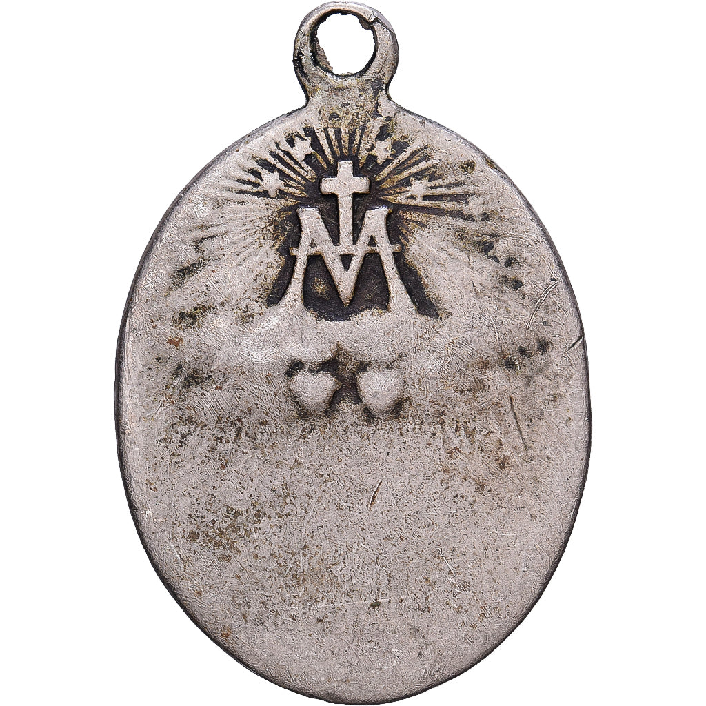 France, Medal, Religion, Marie Conçue sans Péché, Silvered bronze, VF(20-25)