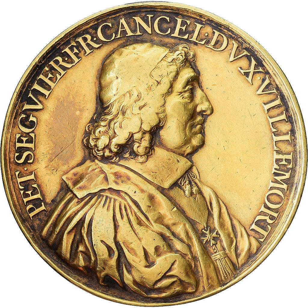 Francia, medalla, 1663, Oro vermeil, Jean Warin, Pierre Séguier, Chancelier de