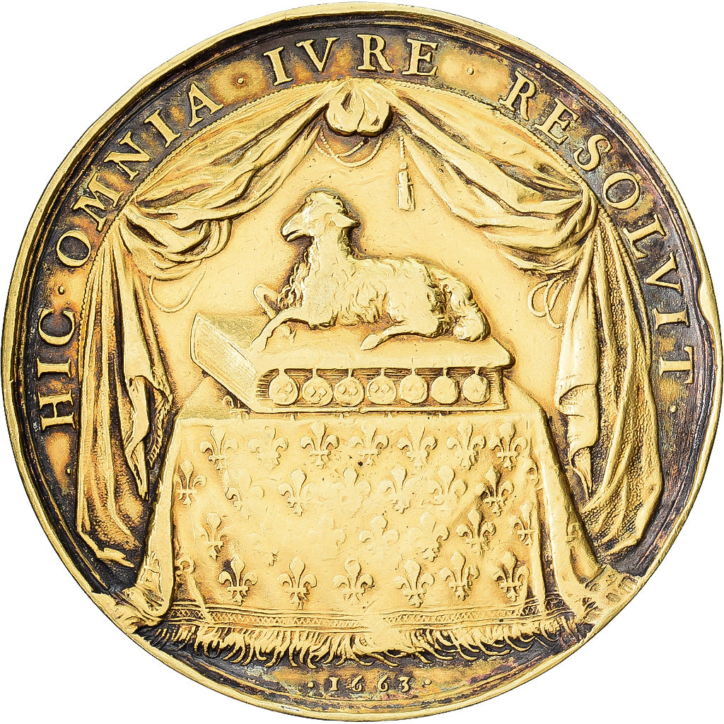 Francia, medalla, 1663, Oro vermeil, Jean Warin, Pierre Séguier, Chancelier de