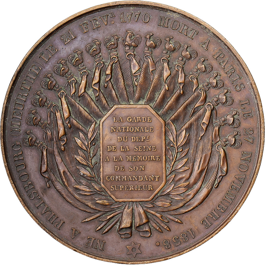 France, Medal, Louis Philippe I, Général Mouton, Comte de Lobau, 1838, Bronze