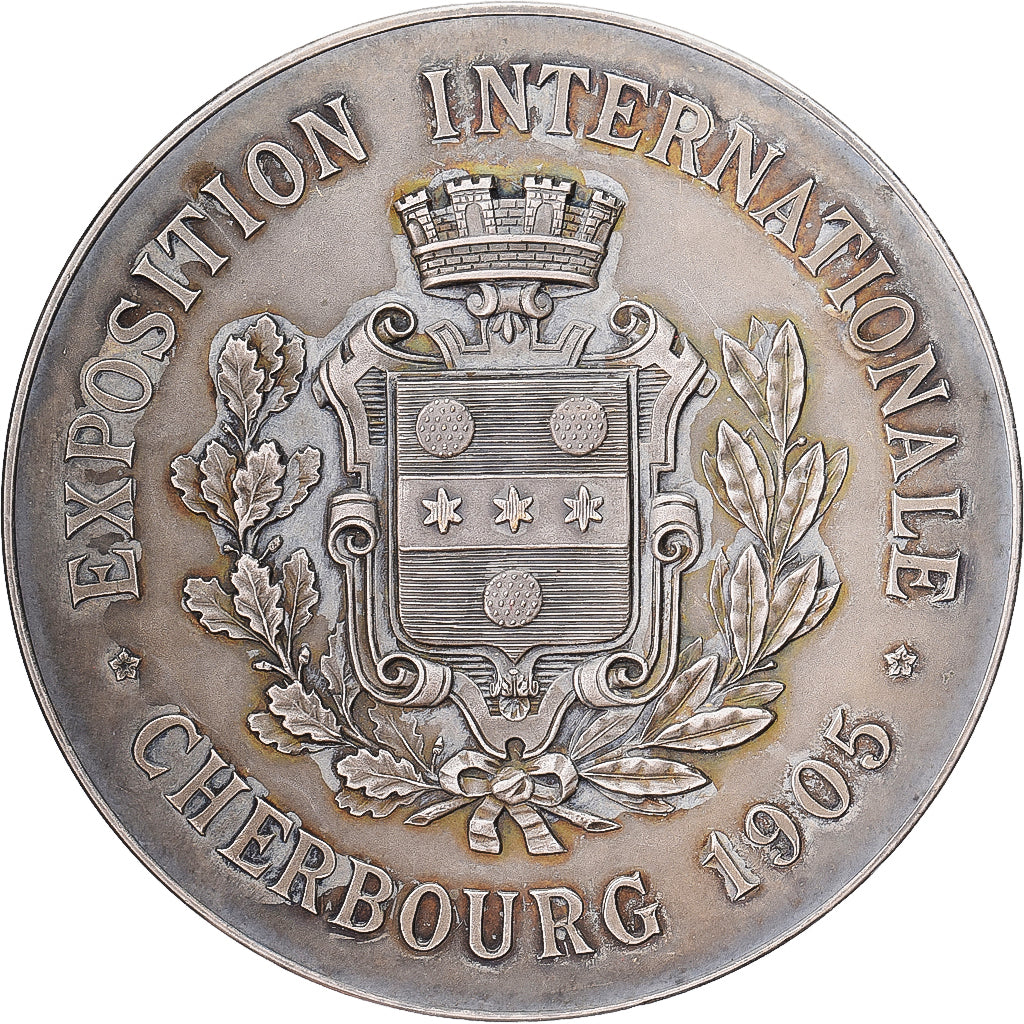 France, Medal, Exposition Internationale de Cherbourg, 1905, Silvered bronze