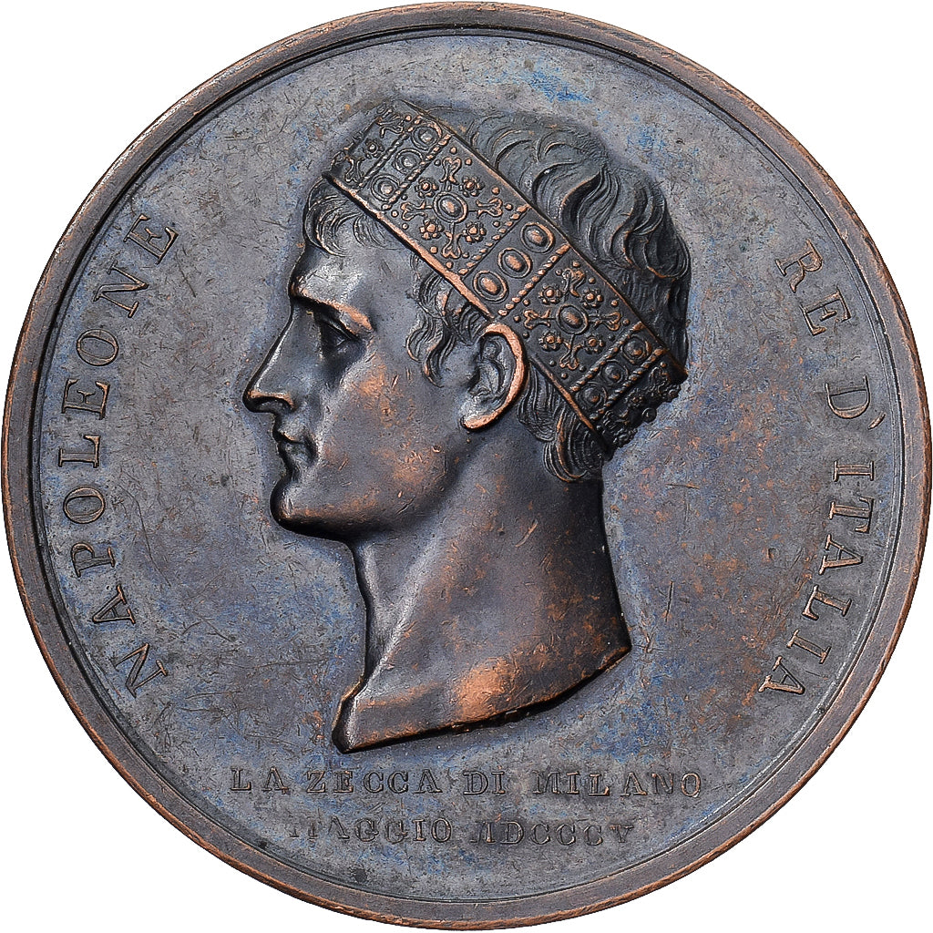 Italy, Medal, Napoléon couronné Roi d'Italie, 1805, Milan, Copper, Manfredini