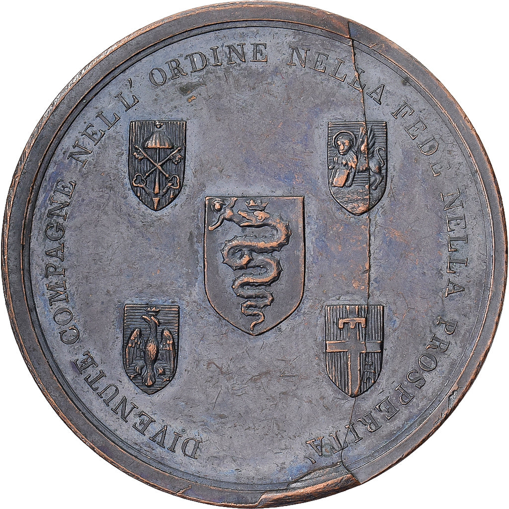 Italy, Medal, Napoléon couronné Roi d'Italie, 1805, Milan, Copper, Manfredini