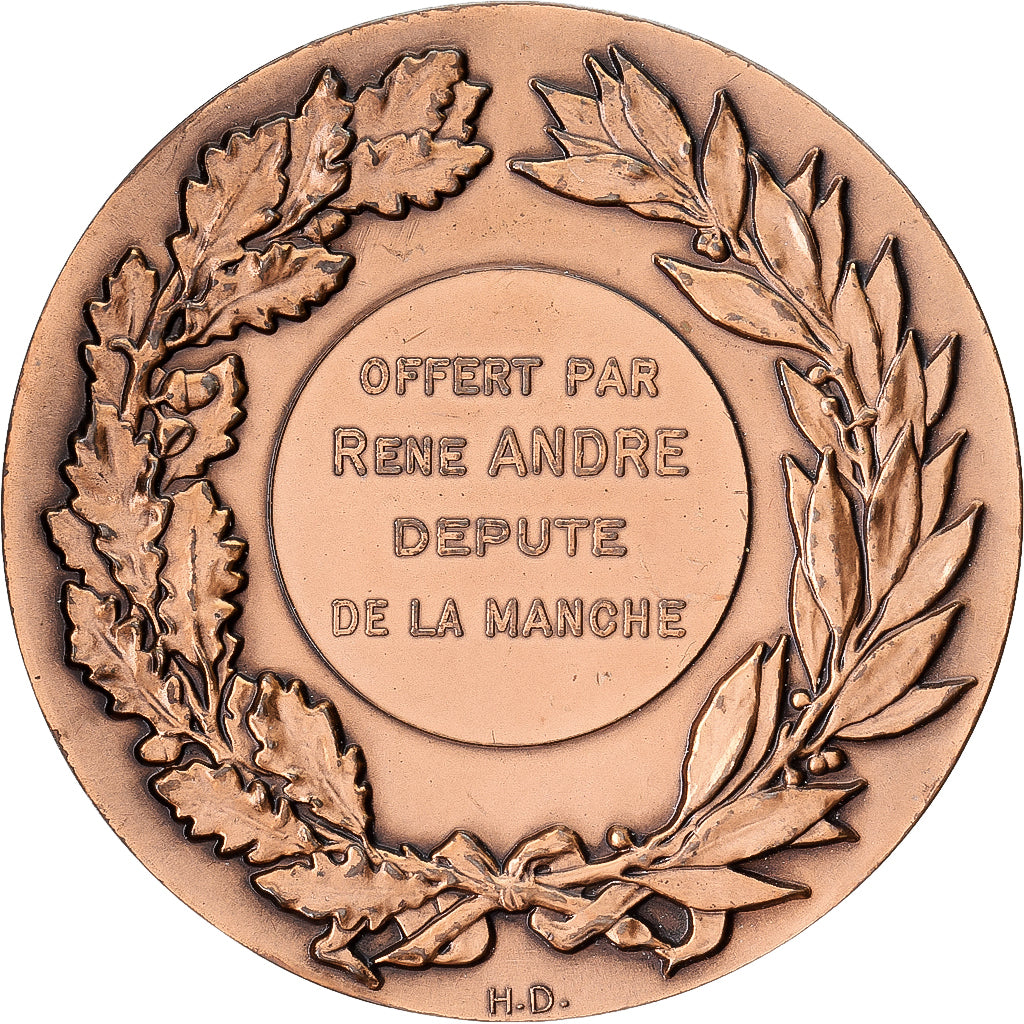 France, Medal, Offert par René André, Député de la Manche, Bronze, Coeffin