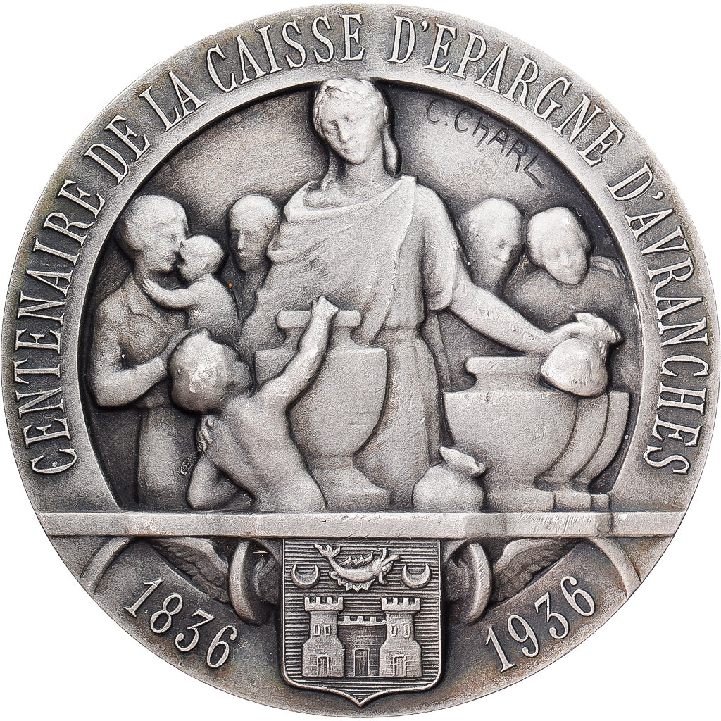 France, Medal, Centenaire de la Caisse d'Epargne d'Avranches, 1936, Silvered