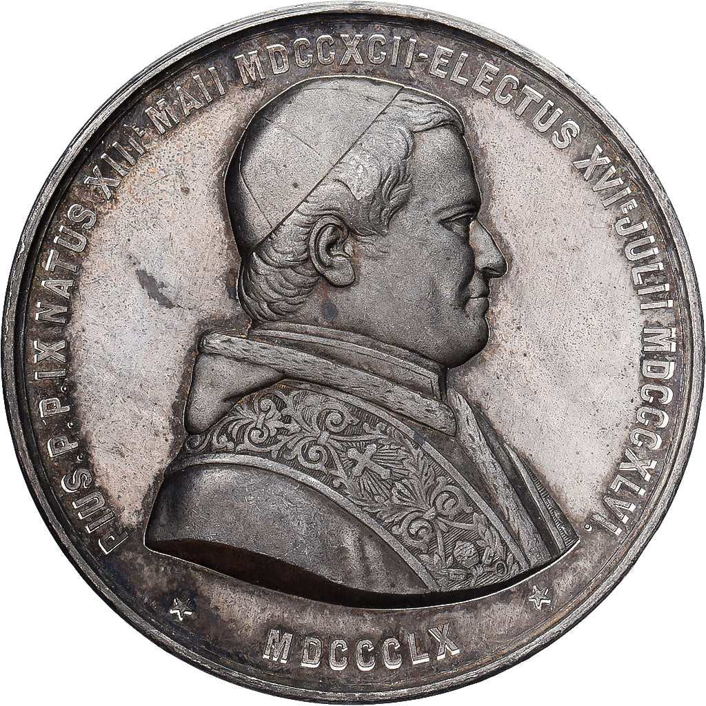 CITTÀ DEL VATICANO, medaglia, Pie IX, 1860, Stagno, Massonnet, BB+