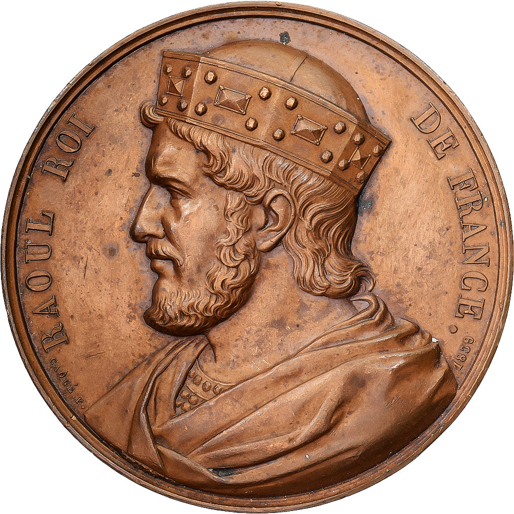 France, Médaille, Les rois de France, Raoul, 1839, Bronze, TTB+, Caqué