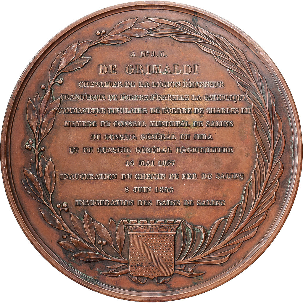 France, Médaille, Grimaldi, Inauguration du Chemin de Fer des Salins, 1859