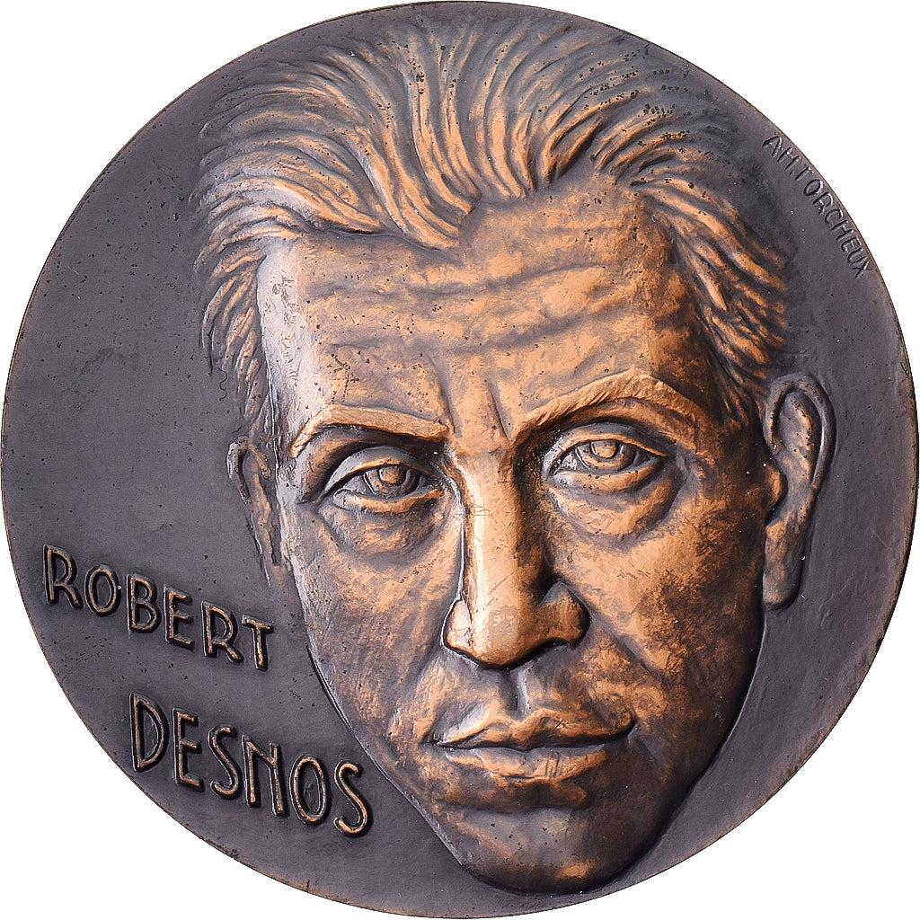 France, Medal, Robert Desnos, 1977, Bronze, Torcheux, MS(63)