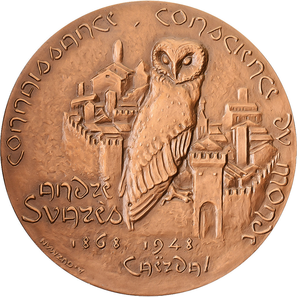 France, Medal, André Suares, 1979, Bronze, A. Guzman, MS(63)