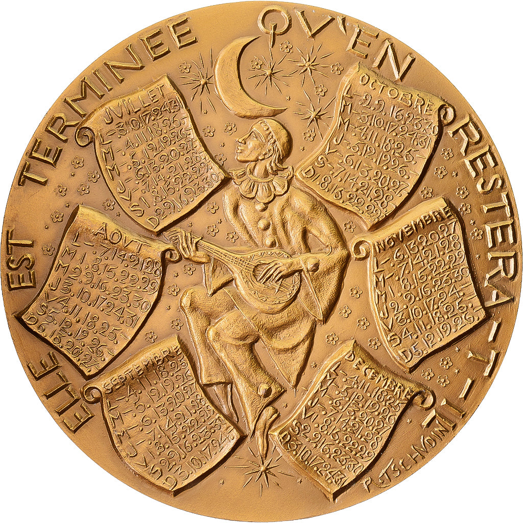 Frankreich, Medaille, Calendrier, Nouvelle Année, 1978, Bronze, Tschudin, UNZ