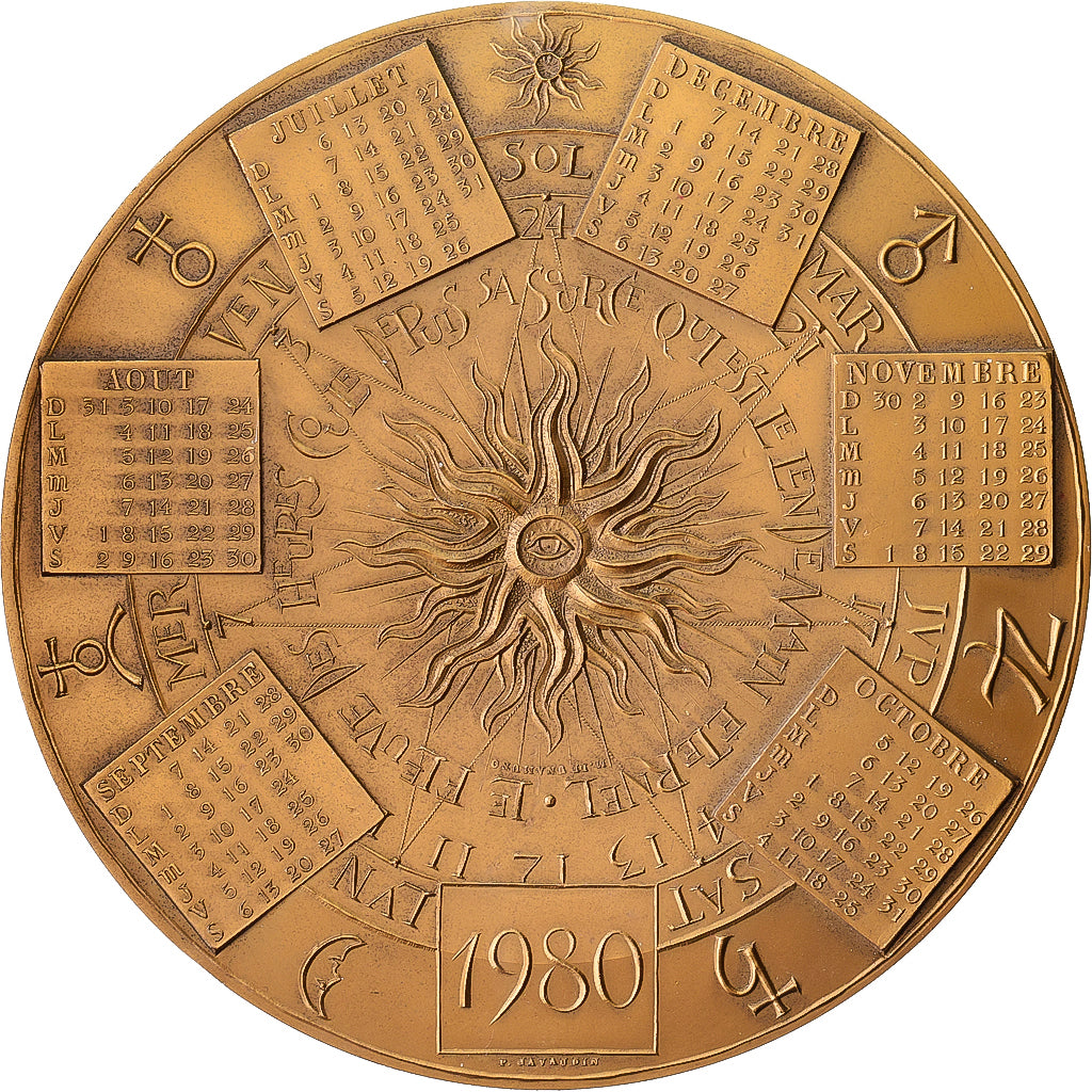 Frankreich, Medaille, Calendrier, Musée de Bavière, Munich, 1980, Bronze