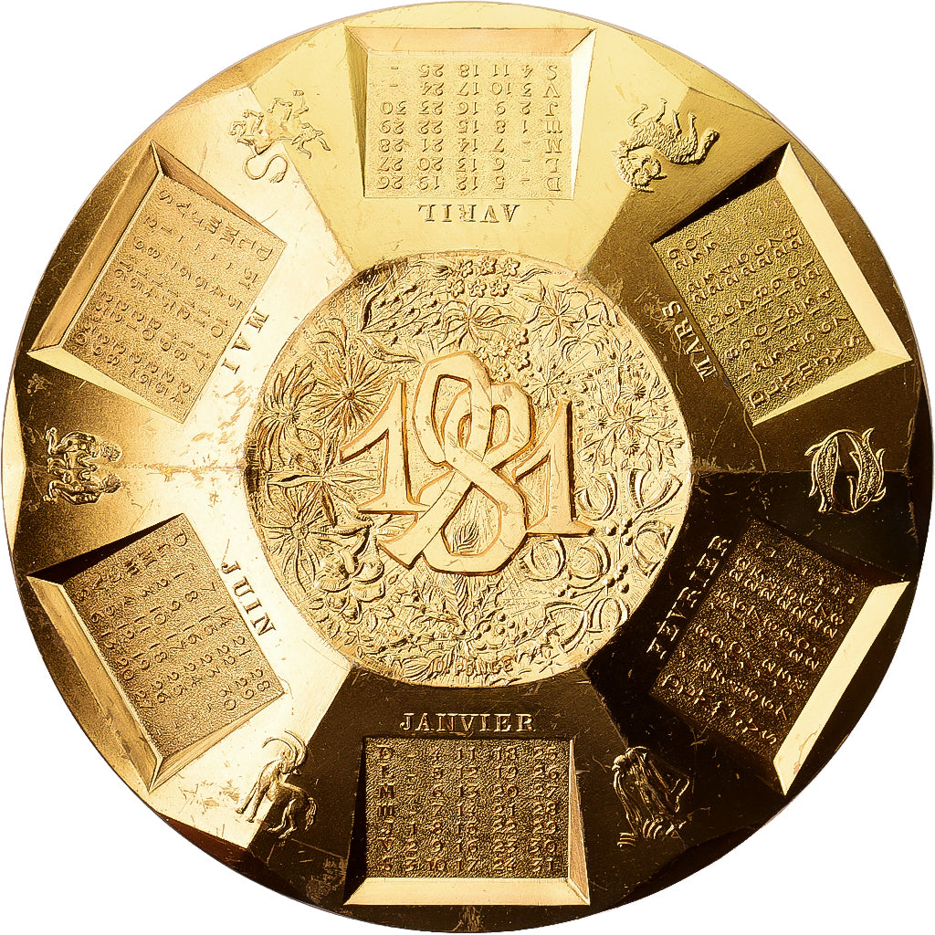 França, medalha, Calendrier, Sous les Signes du Zodiaque, 1981, Bronze, Ponce