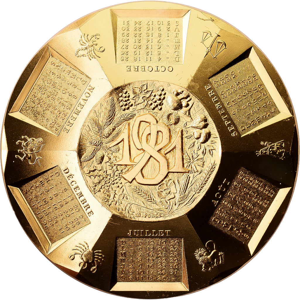 França, medalha, Calendrier, Sous les Signes du Zodiaque, 1981, Bronze, Ponce