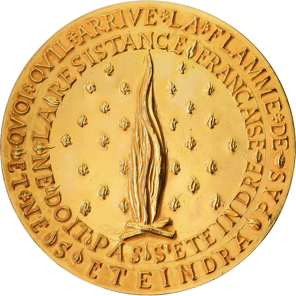 France, Medal, La Résistance, Gilt Bronze, De Jeager, MS(63)