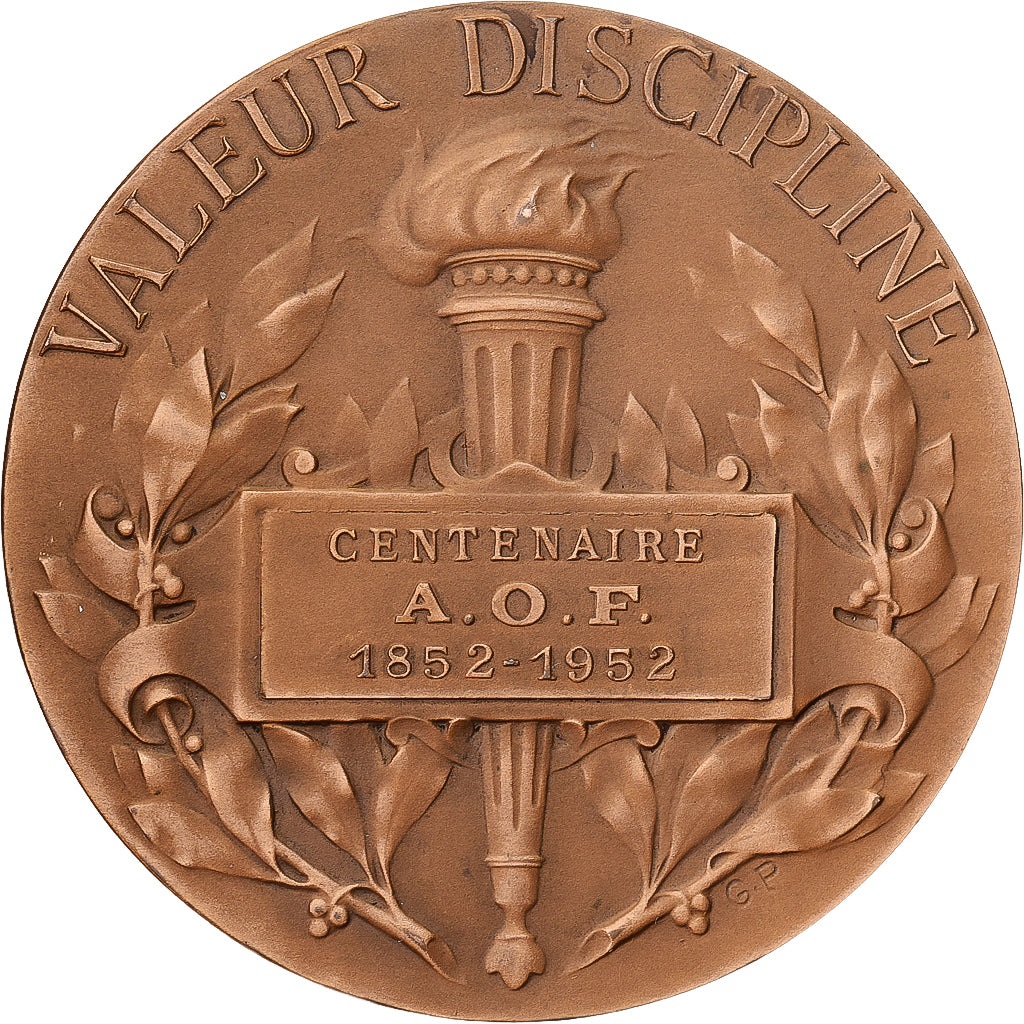 Frankreich, Medaille, Foch, Centenaire de l'A.O.F, 1952, Bronze, Prud'homme.G