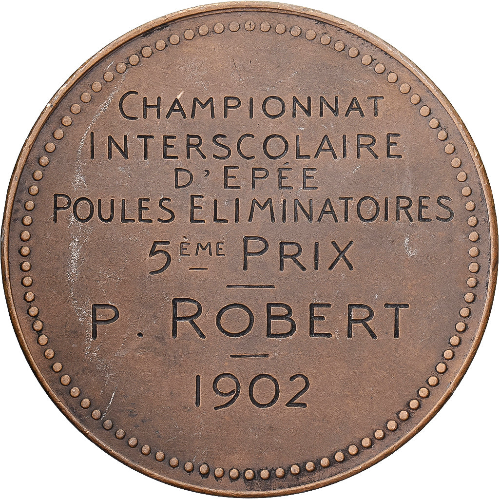 France, Medal, Société d'Escrime à l'Epée de Paris, 1902, Bronze, Desaide