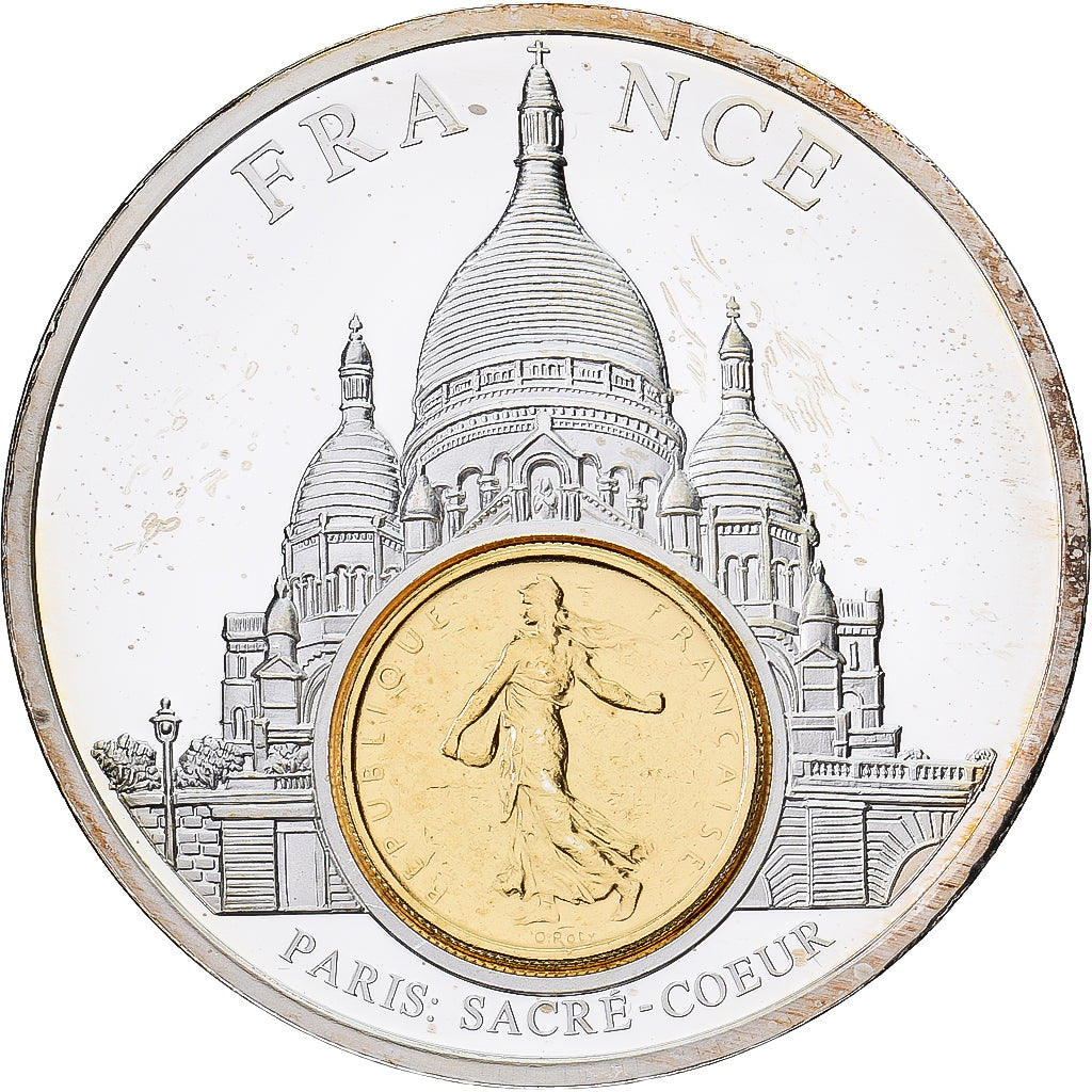France, Médaille, European Currencies, Paris Sacré-Coeur, 2003, Cuivre plaqué