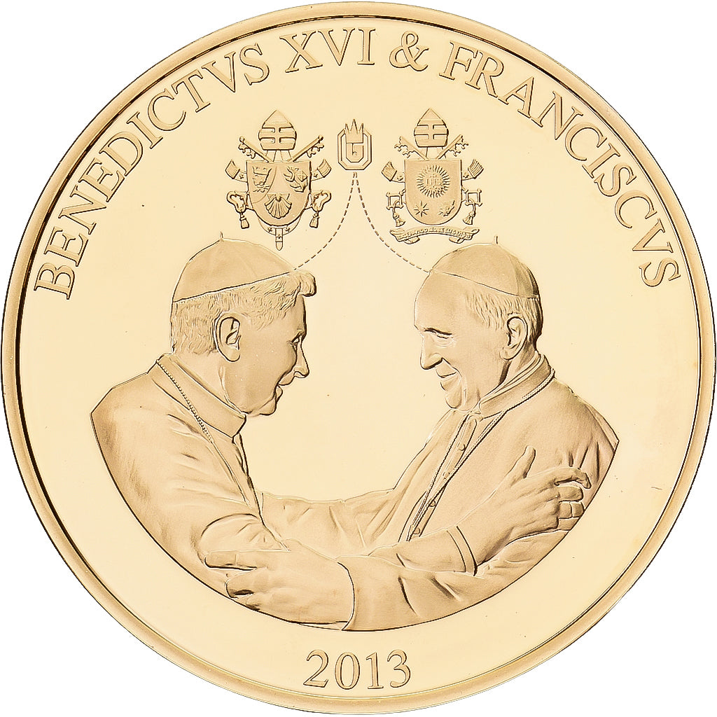 Vatican, Medal, Les Papes Benoit XVI et François, 2013, Copper Gilt, MS(65-70)