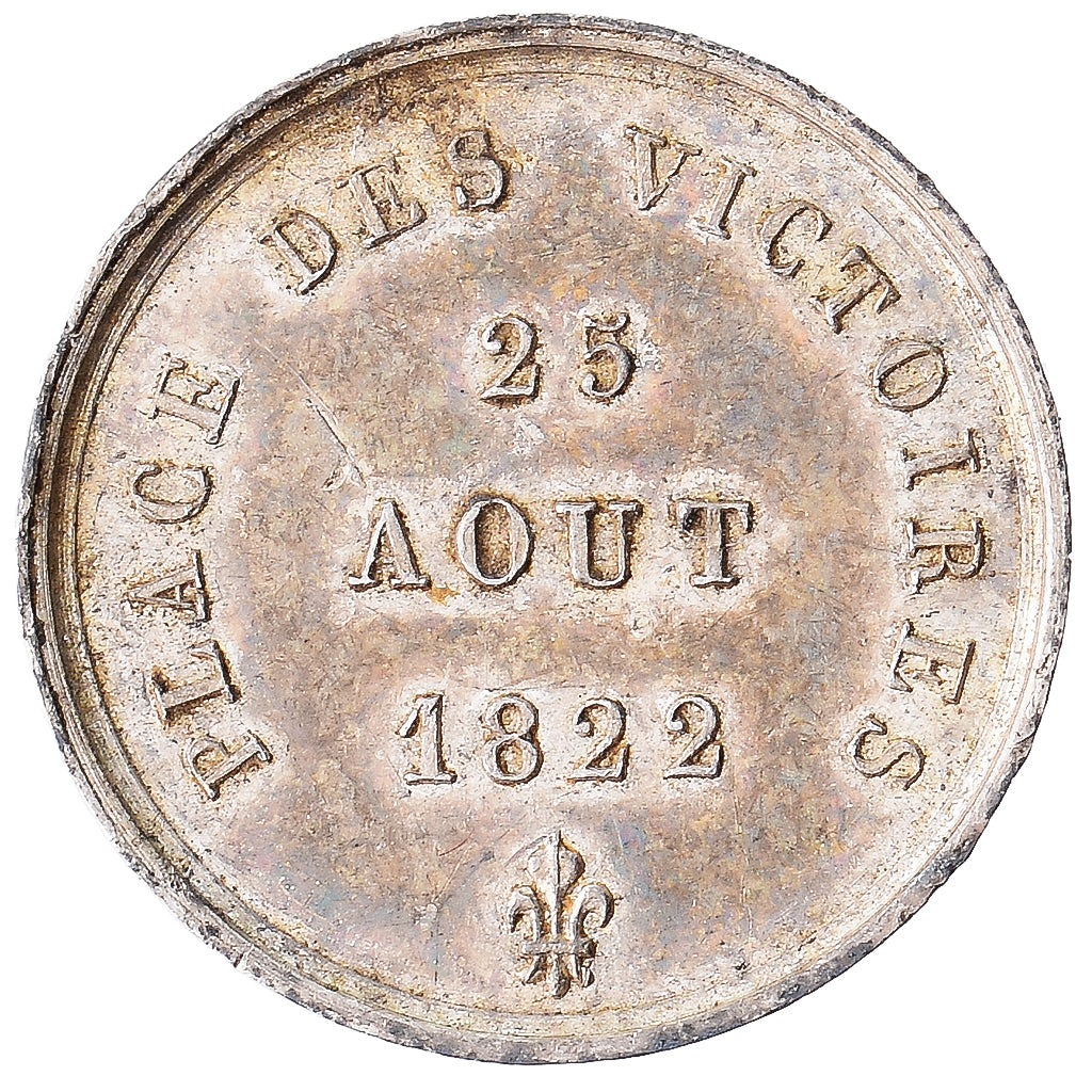 Francja, medal, Charles X, Place des Victoires, Quinarius, 1822, Srebro, Barre