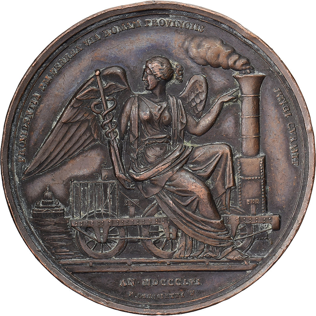 Vatikanstadt, Medaille, Pie IX, Inauguration de la Première Ligne Ferroviaire