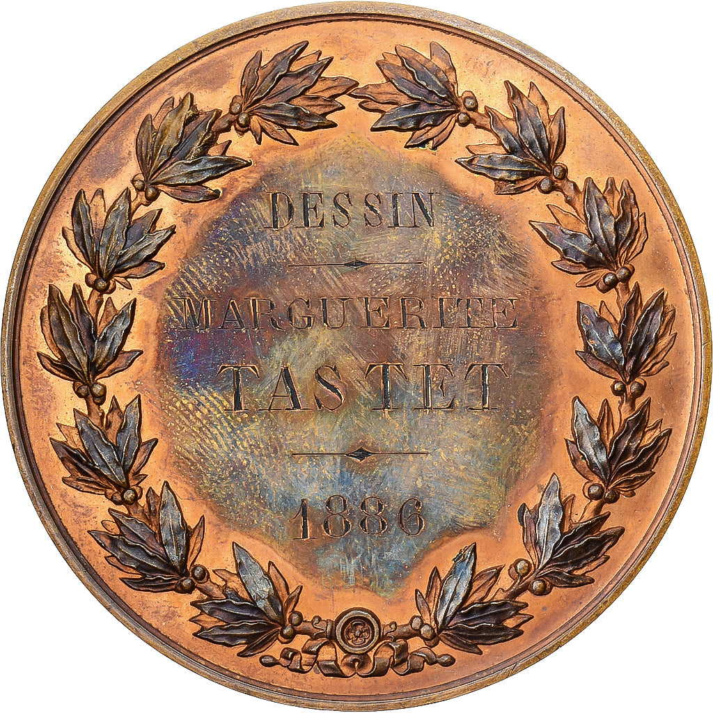France, Medal, Prix de Dessin, 1886, Bronze, Brenet, MS(63)