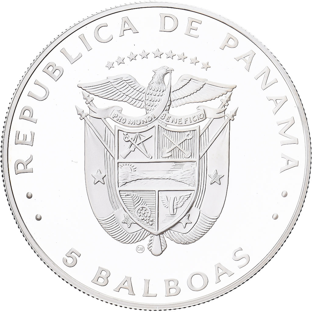 Panama, 5 Balboas, Campeonato del Mundon de Futbol, 1982, Franklin Mint, Proof