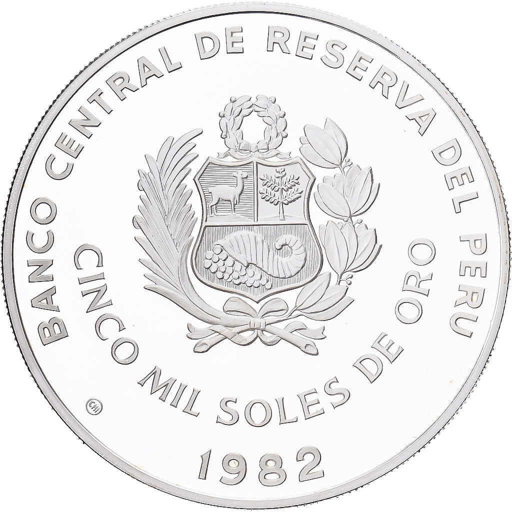 Peru, 5000 Soles, Campeonato Mundial de Futbol, 1982, Lima, Silver, MS(64)