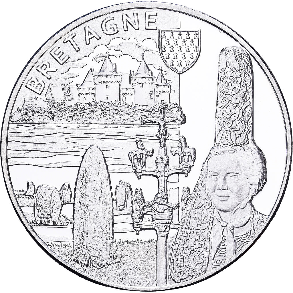 France, Medal, Nos Régions, Bretagne, Silver, MS(65-70)