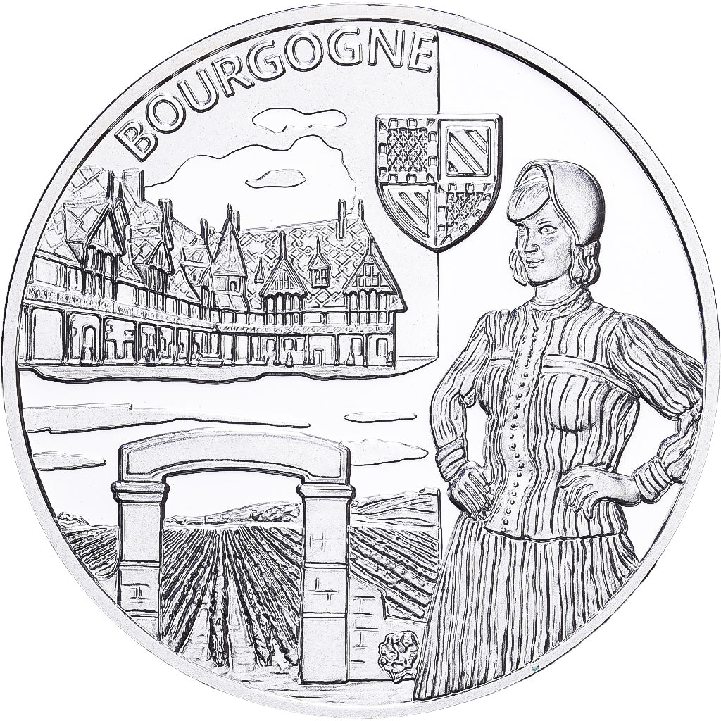 France, Medal, Nos Régions, Bourgogne, Silver, MS(65-70)