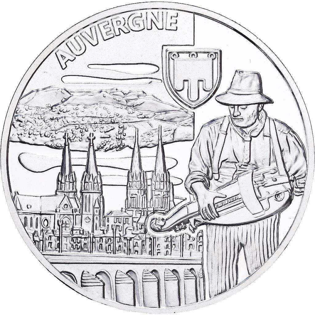 França, medalha, Régions de France, Auvergne, Prata, MS(65-70)