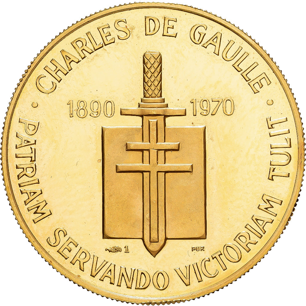Francia, medaglia, Charles De Gaulle, 1970, Oro, MDP, SPL