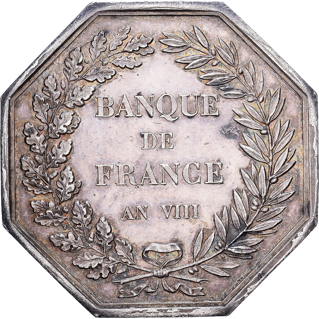 França, Token, Banque de France, An VIII, Prata, Dumarest, AU(55-58)