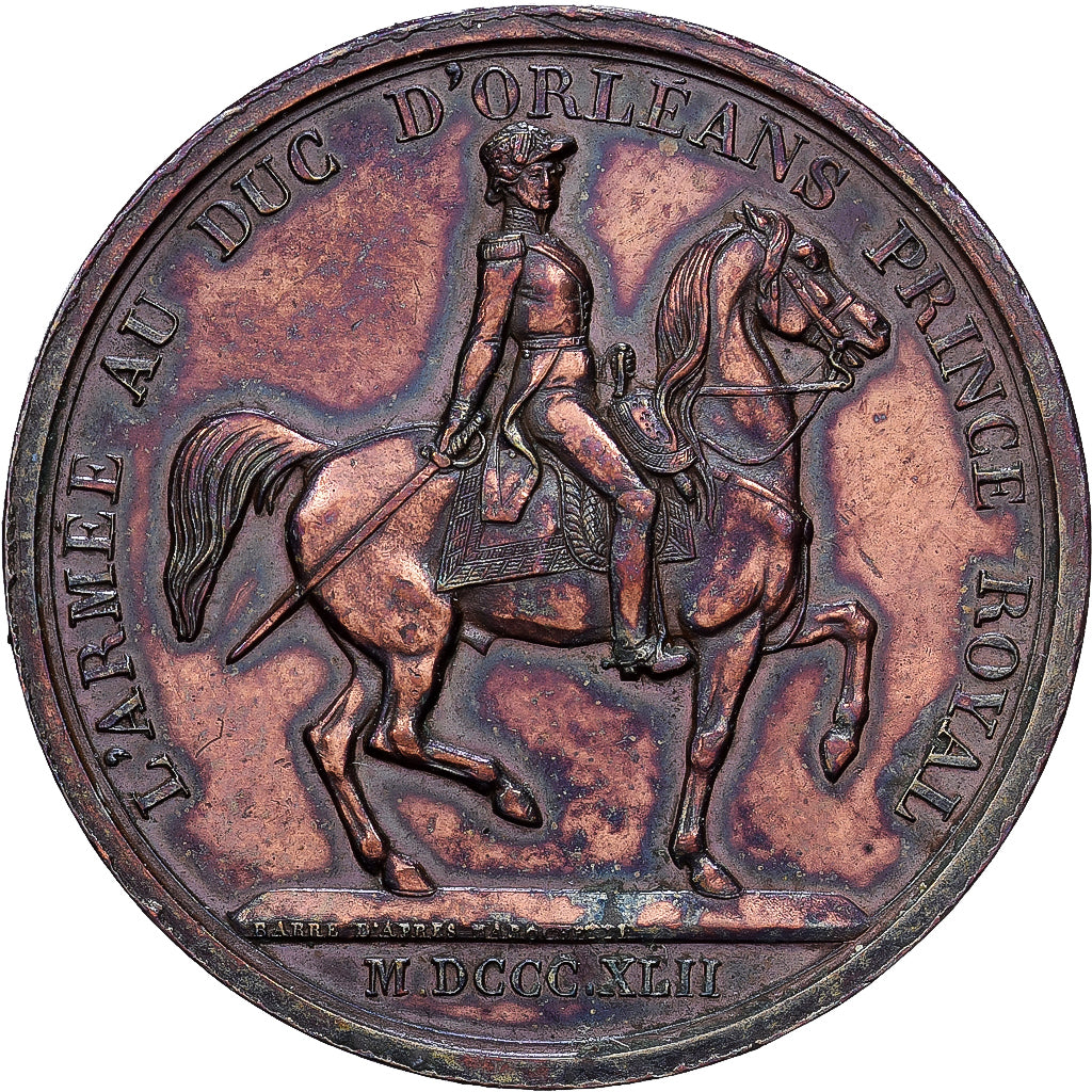 Frankreich, Medaille, L'Armée au Duc d'Orléans Prince Royal, 1842, Kupfer, SS+