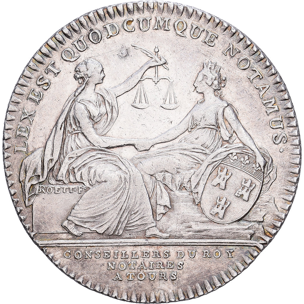 Francja, medal, Notaires Royaux, Notaires de Tours, Louis XV, Srebro, R.Filius
