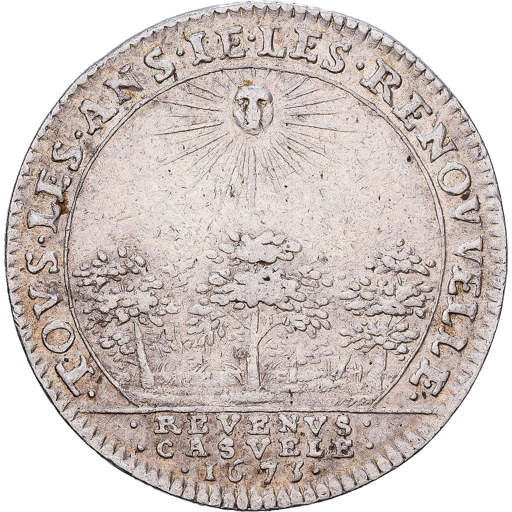 Francia, zeton, Louis XIV, Parties et Revenus Casuels, 1675, Plata, MBC+