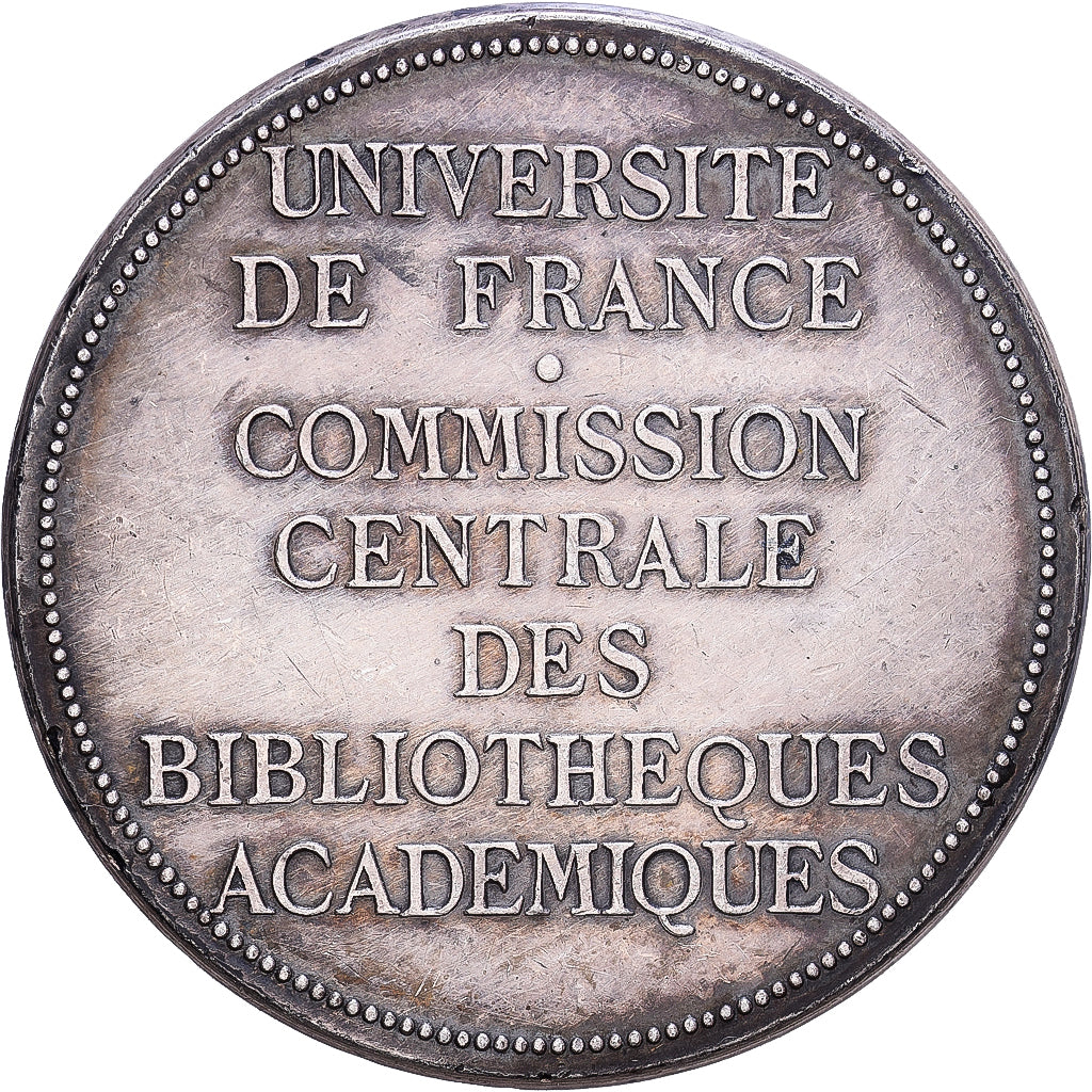 Francia, medalla, Université de France, Commission Centrale des Bibliothèques