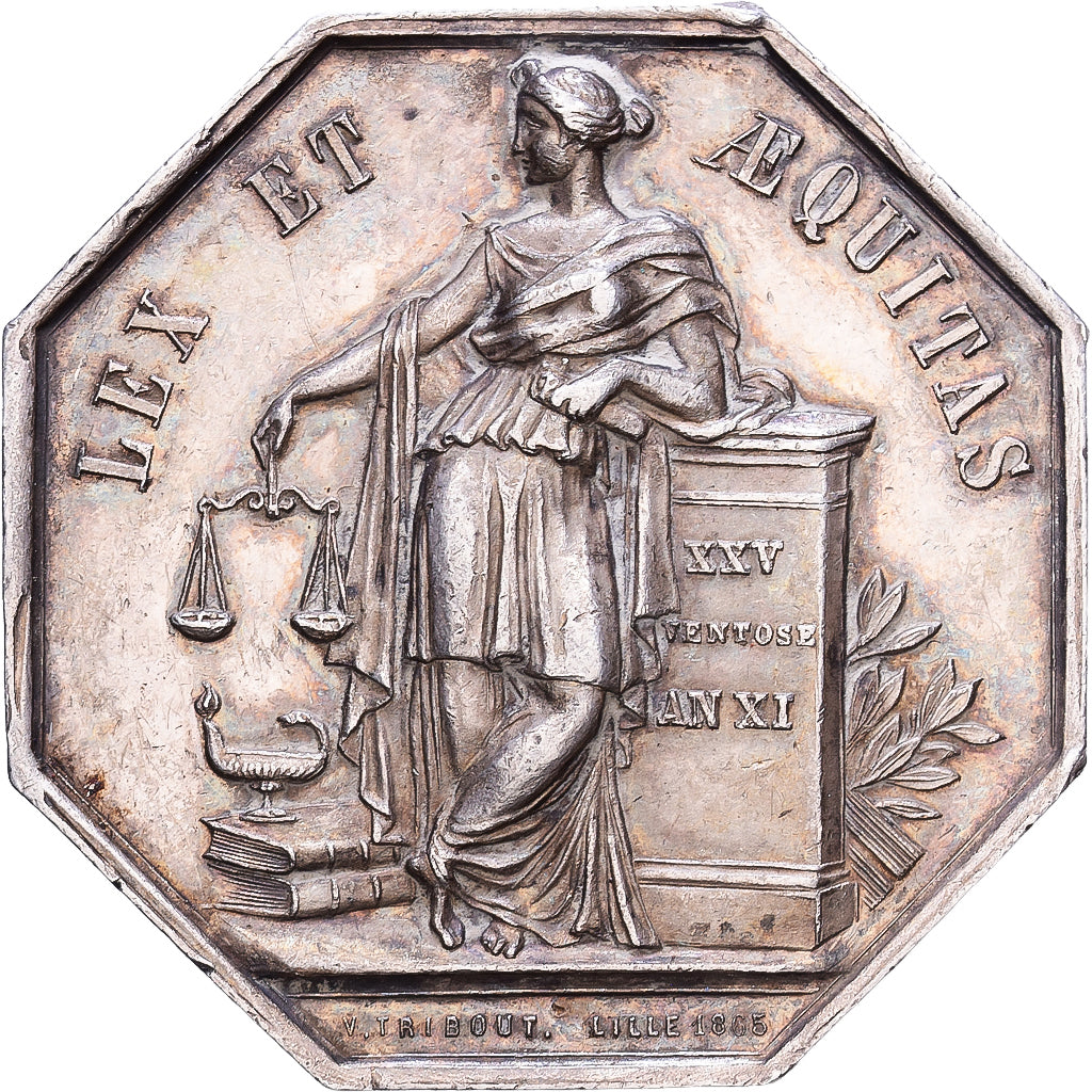 France, Jeton, Chambres des Notaires de Lille, Argent, TTB+, Tribout