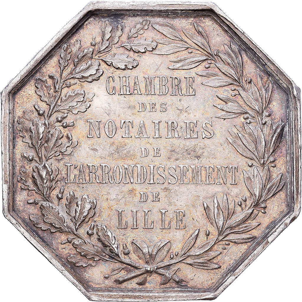 France, Jeton, Chambres des Notaires de Lille, Argent, TTB+, Tribout