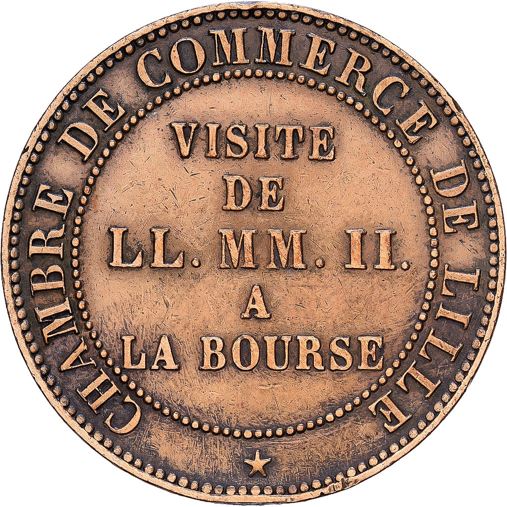 Frankreich, Napoleon III, 5 Centimes, Visite à la Bourse, 1853, Lille, Bronze