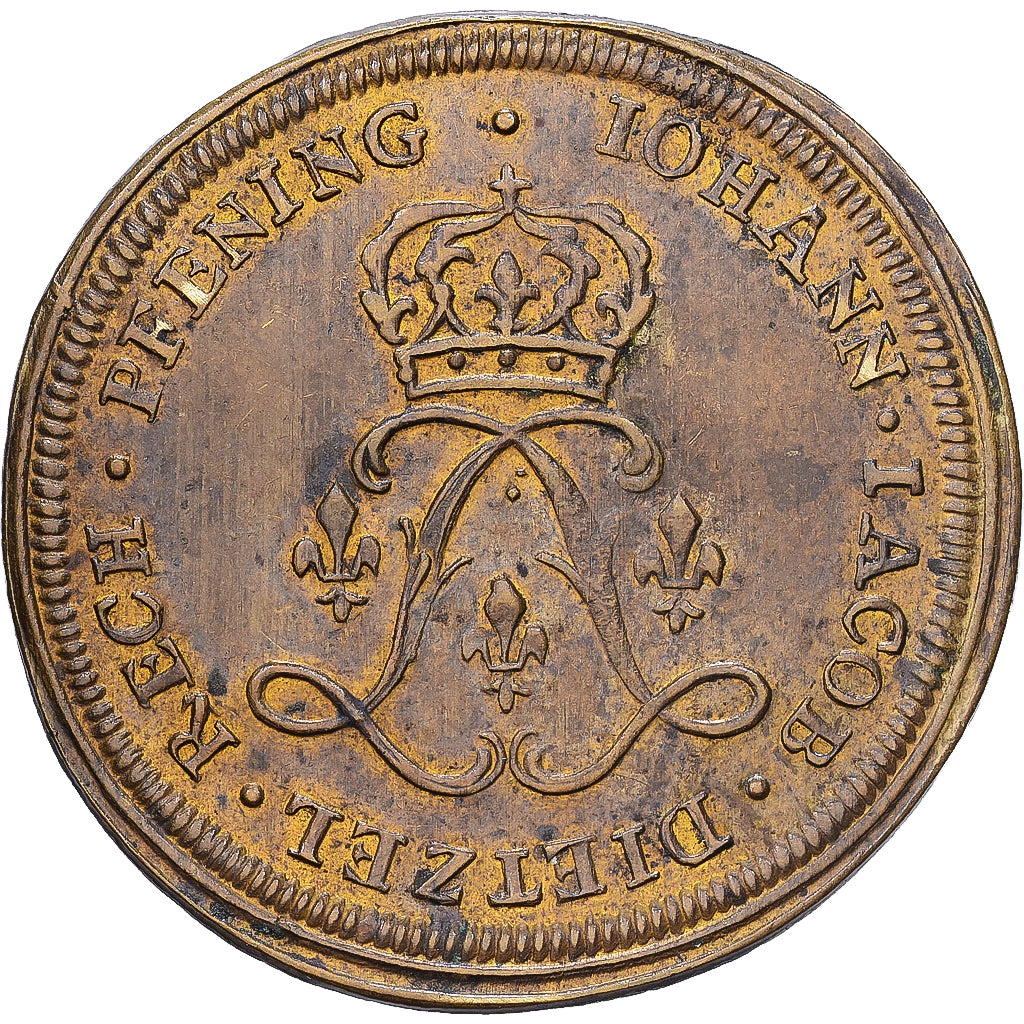 Germany, Token, Louis XV, Pfening, Iohann Iacob, Nuremberg, Brass, EF(40-45)