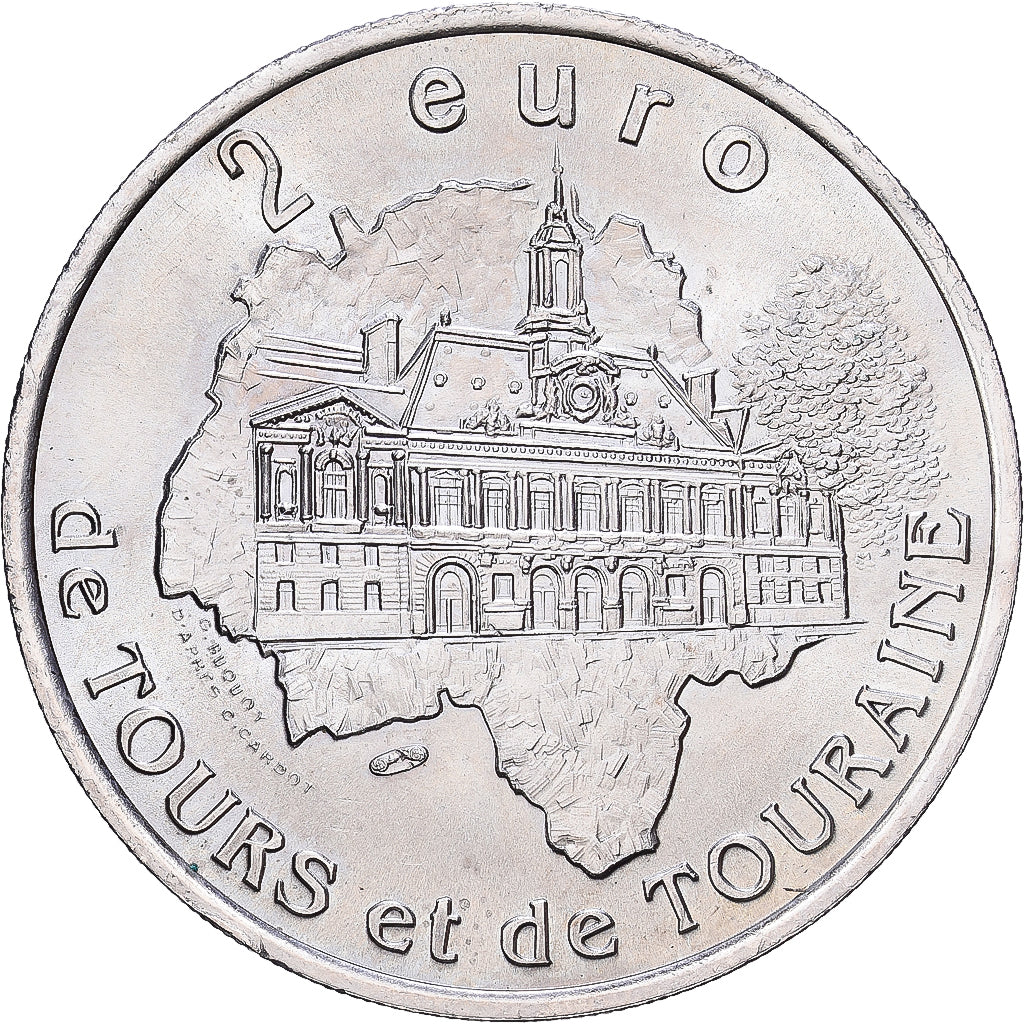 France, 2 Euro, Euro des Villes, 1997, Tours et de Touraine - Chateau-Renault