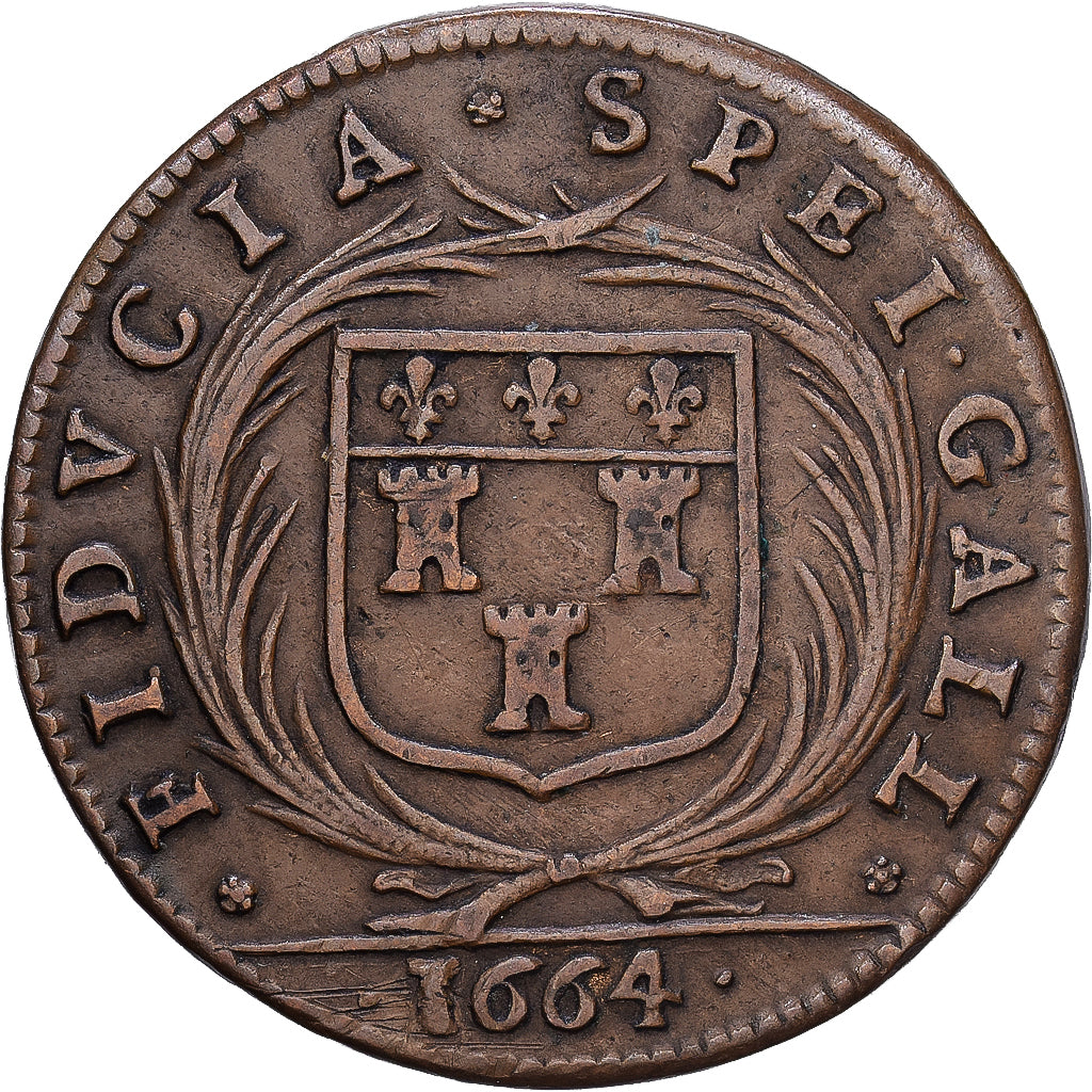 Francia, zeton, TOURAINE - NOBLESSE ET VILLES,  Charles Mathé de Tours, 1664