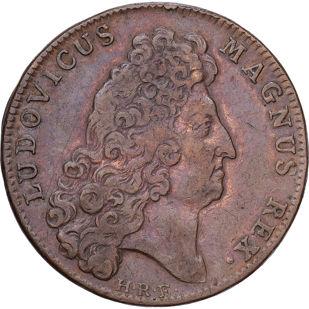 França, Token, Luís XIV, Chambre du Trésor Royal, 1705, Cobre, EF(40-45)