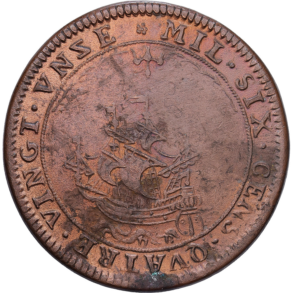 France, Jeton, Confrérie des Marchands de Vin, 1691, Cuivre, TB+