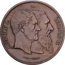 Belgia, medal, Léopold Ier-Léopold II, 1880, Brązowy, Wiener, AU(50-53)